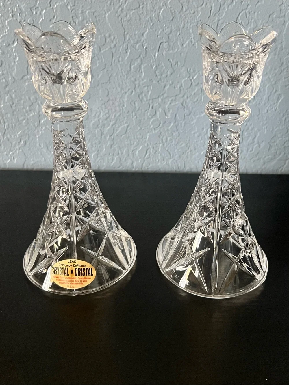 Vintage DePlomb Crystal Candlesticks